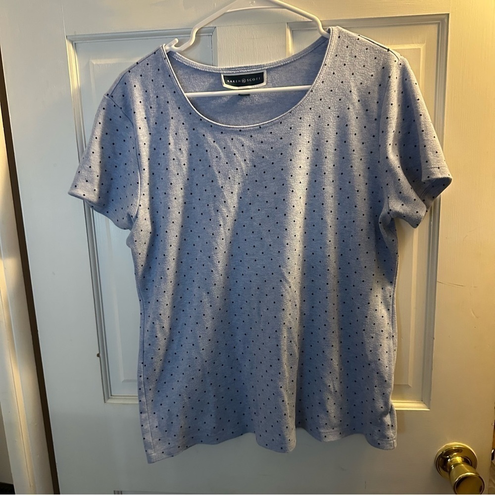 Gray with Black Polka Dots Karen Scott T-Shirt